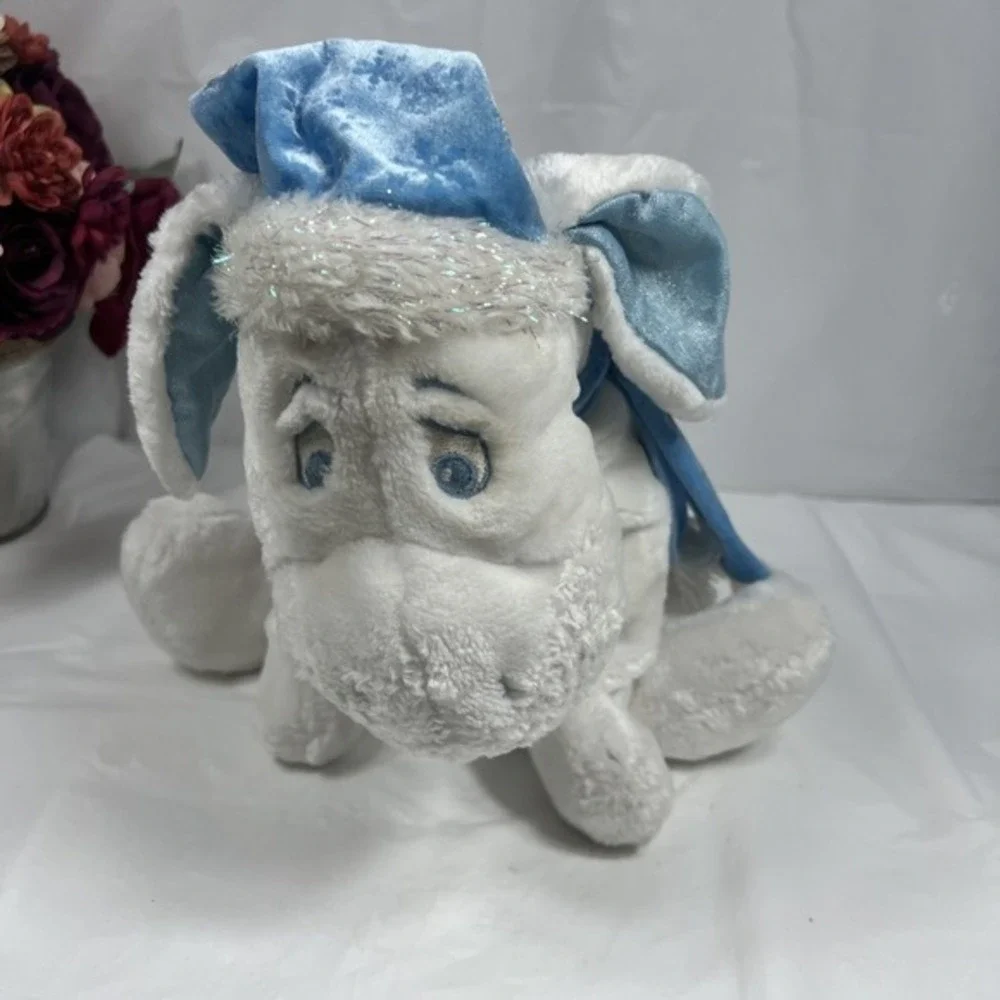 Disney Store Snowflake Pals Eeyore White Blue Scarf Hat 12